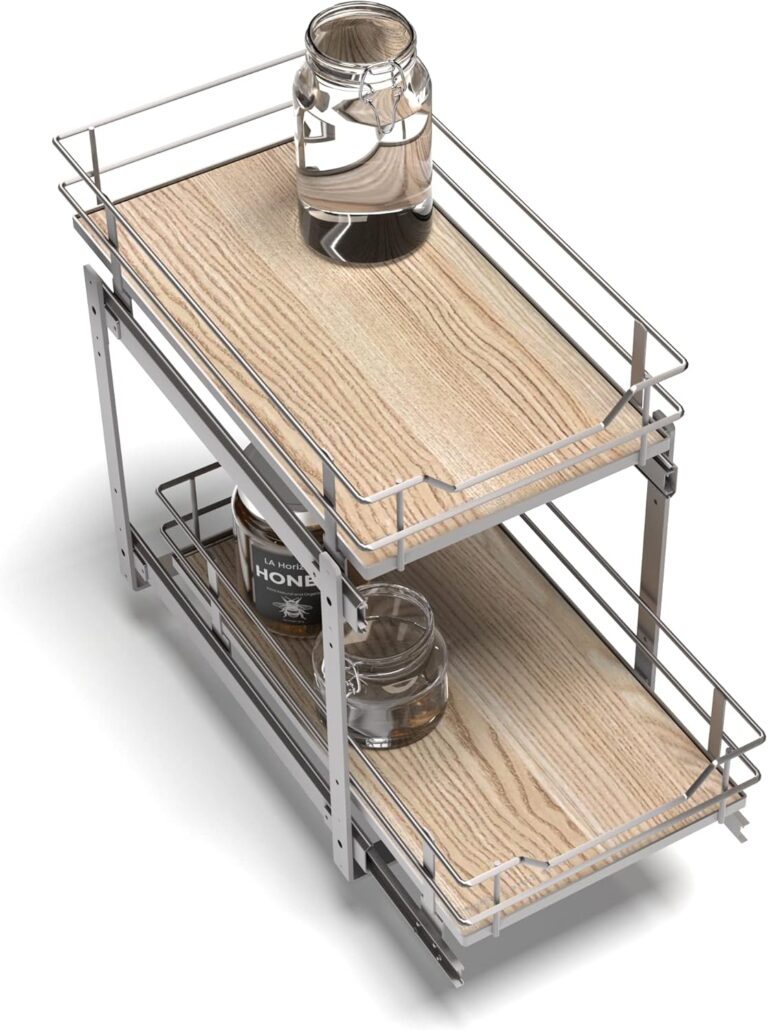 Home Zone Living Pull-Out Kitchen Cabinet Organizer – 2-Tier Storage for Easy Access 6 Home Zone Living Pull-Out Kitchen